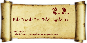 Mészár Mátyás névjegykártya